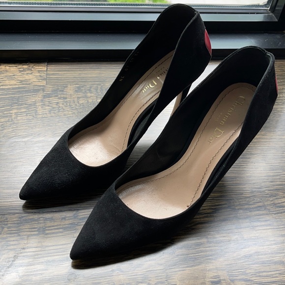 Dior Black Suede Heart Pumps - Picture 1 of 3